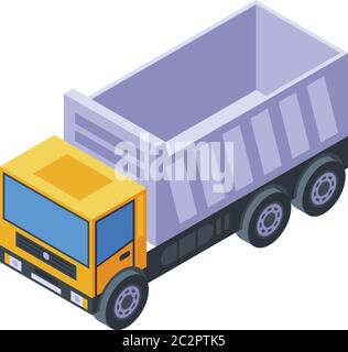 Unloading tipper icon, isometric style Stock Vector