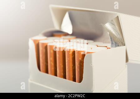 Closeup picture of box with cigarettes Stock Photo