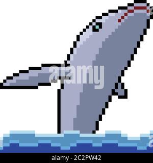 vector pixel art cat dolphin isolated cartoon Stock Vector Image & Art -  Alamy