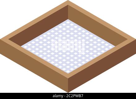 Wood frame sieve icon, isometric style Stock Vector