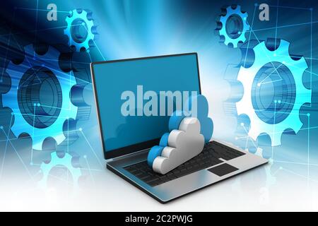 laptop showing concept of cloud computing. Stock Photo
