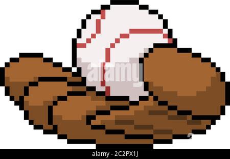 vector pixel art baseball glove isolated cartoon Stock Vector