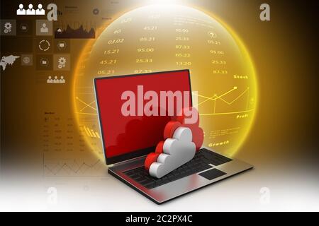laptop showing concept of cloud computing. Stock Photo