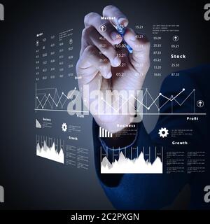 business man writing growth concept Stock Photo