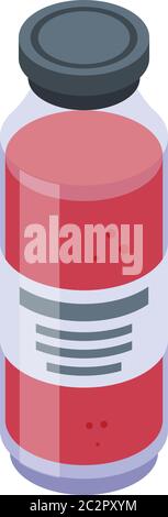 Raspberry juice bottle icon, isometric style Stock Vector