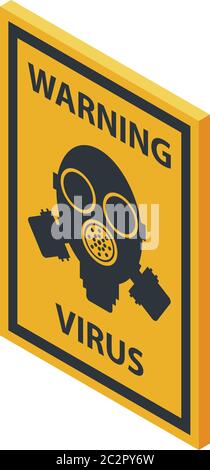 Warning virus sign icon, isometric style Stock Vector