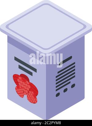 Raspberry tea box icon, isometric style Stock Vector