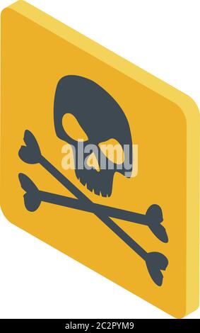 Biohazard skull sign icon, isometric style Stock Vector