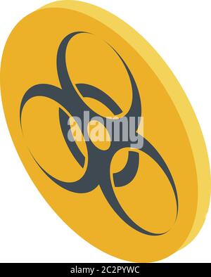 Biohazard circle sign icon, isometric style Stock Vector