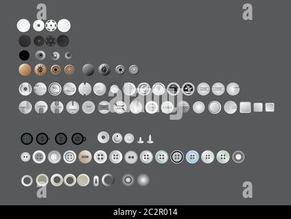 Seamless pattern with 3d round clothing buttons isolated on black background Stock Vector