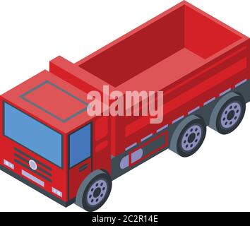 Red tipper icon, isometric style Stock Vector