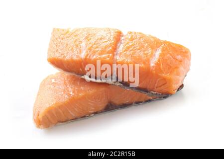 Smoked Stremel Salmon Isolated On White Stock Photo
