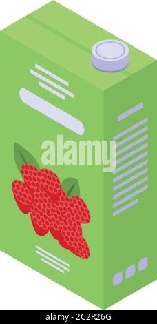 Raspberry juice pack icon, isometric style Stock Vector