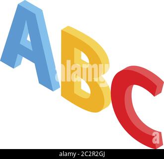 Foreign language alphabet icon, isometric style Stock Vector