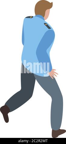 Running personal guard icon, isometric style Stock Vector