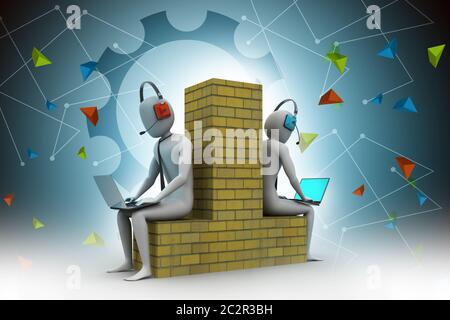 3d people working in laptop Stock Photo