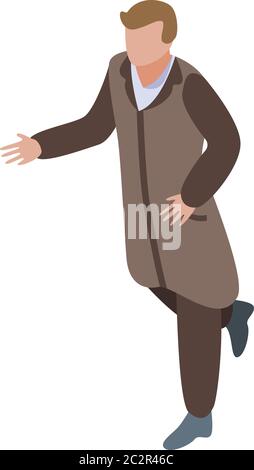 Running investigator icon, isometric style Stock Vector