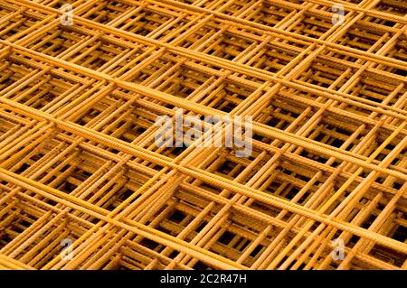 A stack of reinforcement steel mats. With space for copy. Stock Photo