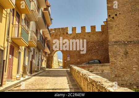 Detail of the architecture of the castle of the town of Butera in Sicily Stock Photo