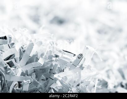 Closeup picture of big heap of white shredded papers Stock Photo