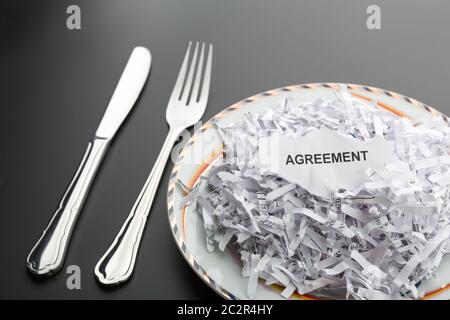 Big heap of white shredded papers on the plate Stock Photo