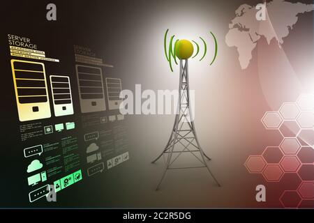 Signal tower with networking Stock Photo