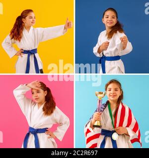 color karate girl Stock Photo