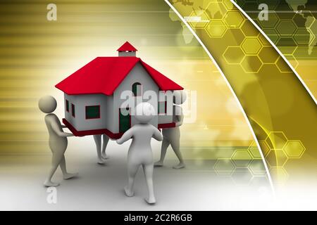 3D people holding a house Stock Photo