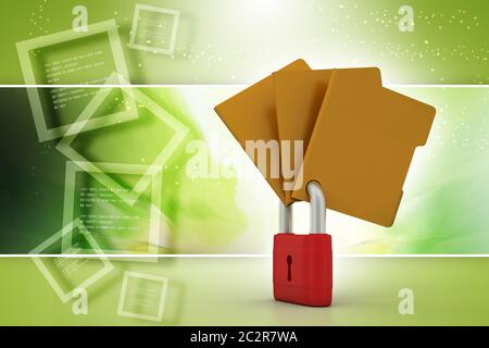 Confidential files. Padlock on folder Stock Photo