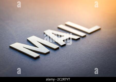 Word mail written with white solid letters on a board Stock Photo
