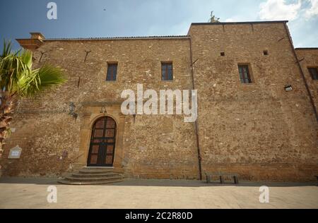 Wall of a historic building in the town of Butera in Sicily Stock Photo
