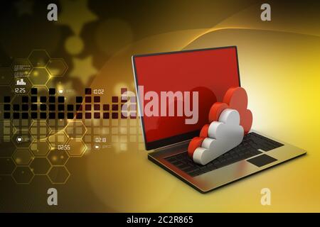 laptop showing concept of cloud computing. Stock Photo