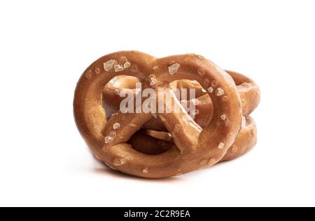 Salted  pretzels isolated on white background Stock Photo