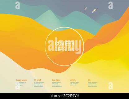 Cover design template. Landscape with mountains. Abstract background with color gradient. Applicable for placards, flyers, banners, book covers, broch Stock Vector