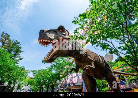 Statues of dinosaurs from Seoul Land in Gwacheon, South Korea. Stock Photo