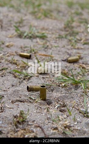 multiple spent cartridges Stock Photo