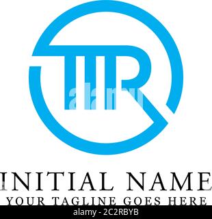 MR blue circle logo designs, MR initial logo idea Stock Vector