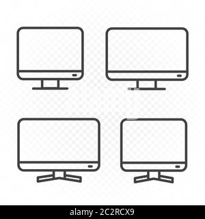 computer monitors line icon set Stock Vector