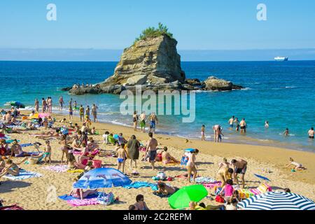 View of the famous Sardinero Beach in Santander resort, Cantabria, Spain, Europe. Stock Photo