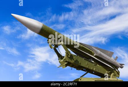 soviet anti-aircraft defence system on sky background Stock Photo