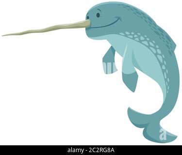 funny narwhal cartoon animal character Stock Photo