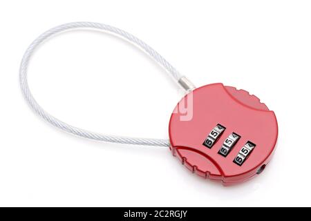 Red padlock lock isolated on white background Stock Photo