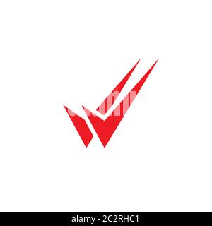 Valid Seal icon. Red double tick. Flat done sticker icon. Isolated on white. Accept button. Good for web and software interfaces. Vector illustration. Stock Vector
