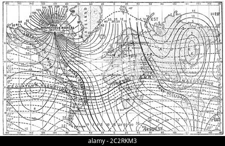 Map of the Earth's Magnetic Field, vintage engraved illustration.  Dictionary of Words and Things - Larive and Fleury - 1895 Stock Photo -  Alamy