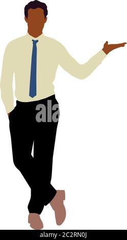 Faceless standing man vector illustration (Black people) Stock Vector
