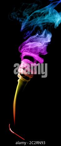 Abstract multicolored smoke on a dark background Stock Photo