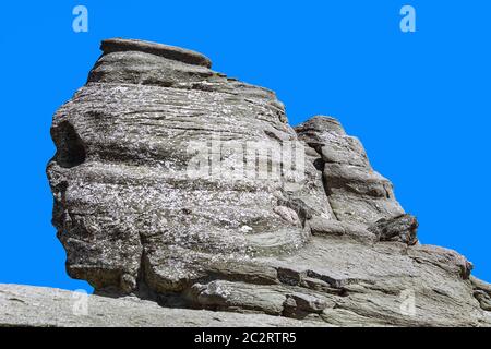 Natural Rock Formation in the area on the Bucegi Mountains plateau - Babele, Romania. Stock Photo