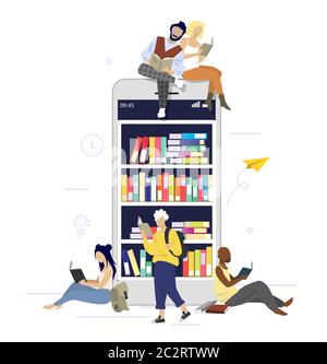 Digital books, vector flat style design illustration Stock Vector