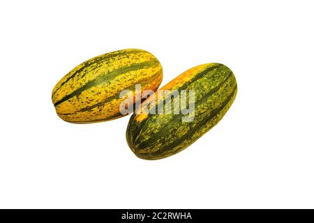 Two big spaghetti squash isolated on white background Stock Photo