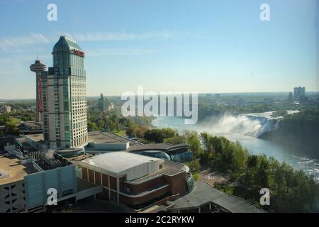 Scenic view of Niagara Falls and buildings around it in Ontario, Canada Stock Photo